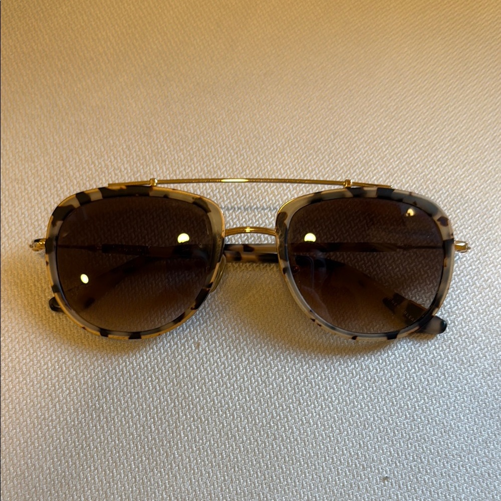 KREWE Brown Tortoise Sunglasses with Gold Details